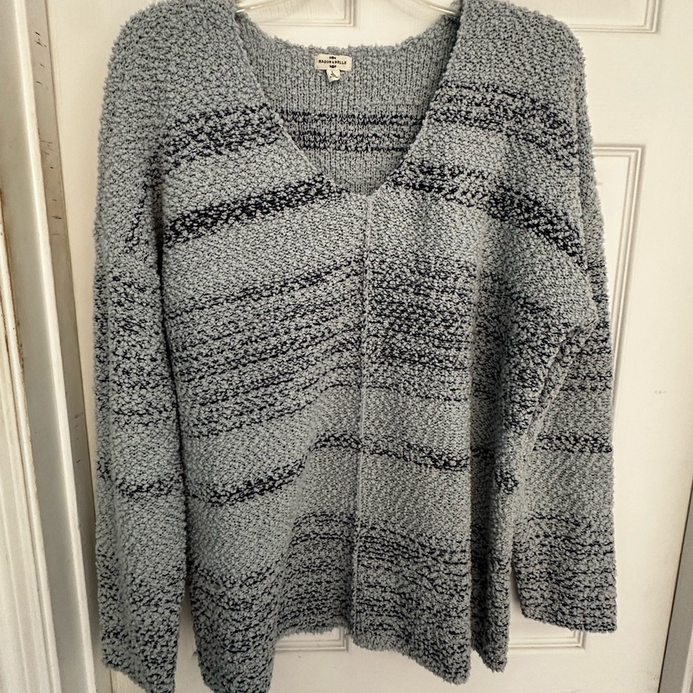 Light/grey blue and navy  Women's Sweater